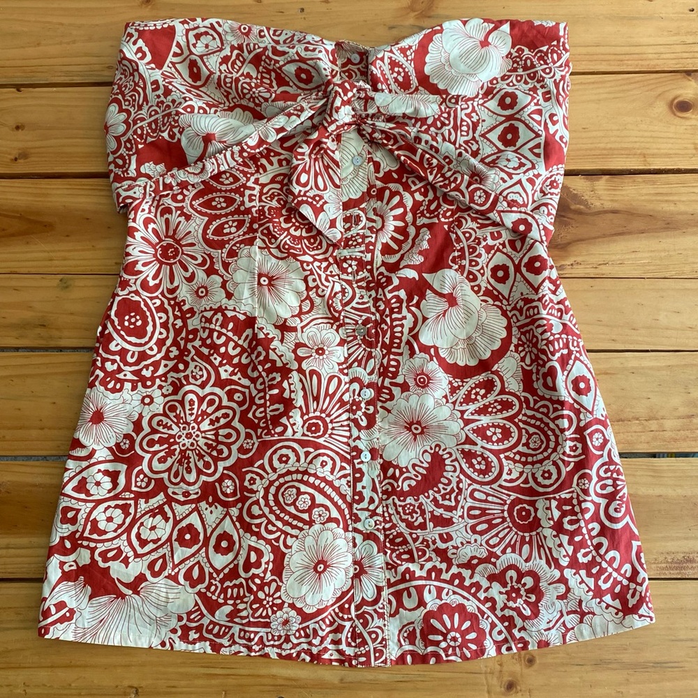 Anthropologie Red and White Floral Mini Dress